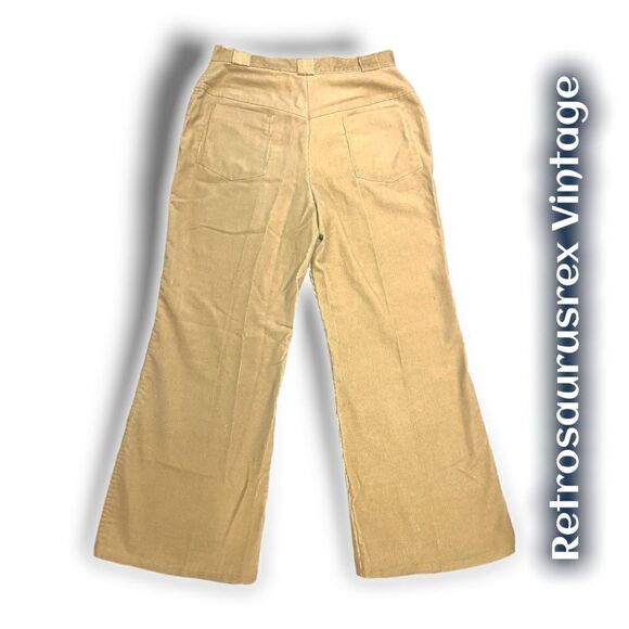 VINTAGE 60’s sears corduroy pants, flare bellbottom high waisted beige large - Picture 4 of 6